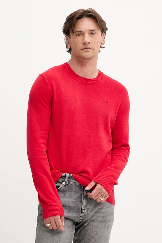 

Хлопковый свитер Tommy Jeans, красный