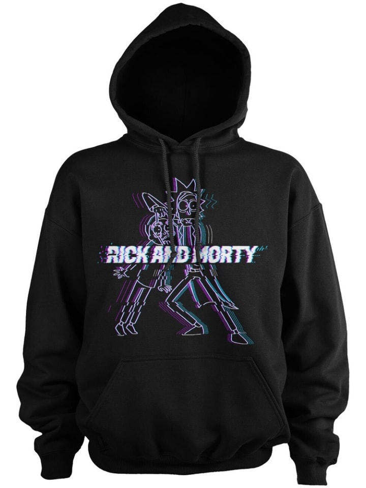 

Толстовка Glitch Big Tall Hoodie черного цвета Rick and Morty
