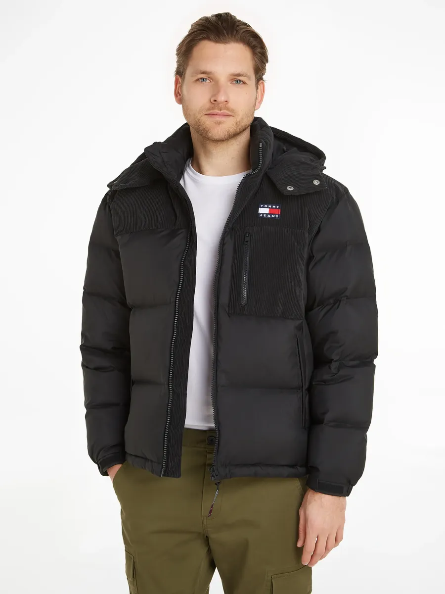 

Стеганая куртка Tommy Jeans "TJM CORD MIX ALASKA PUFFER", с капюшоном, черный