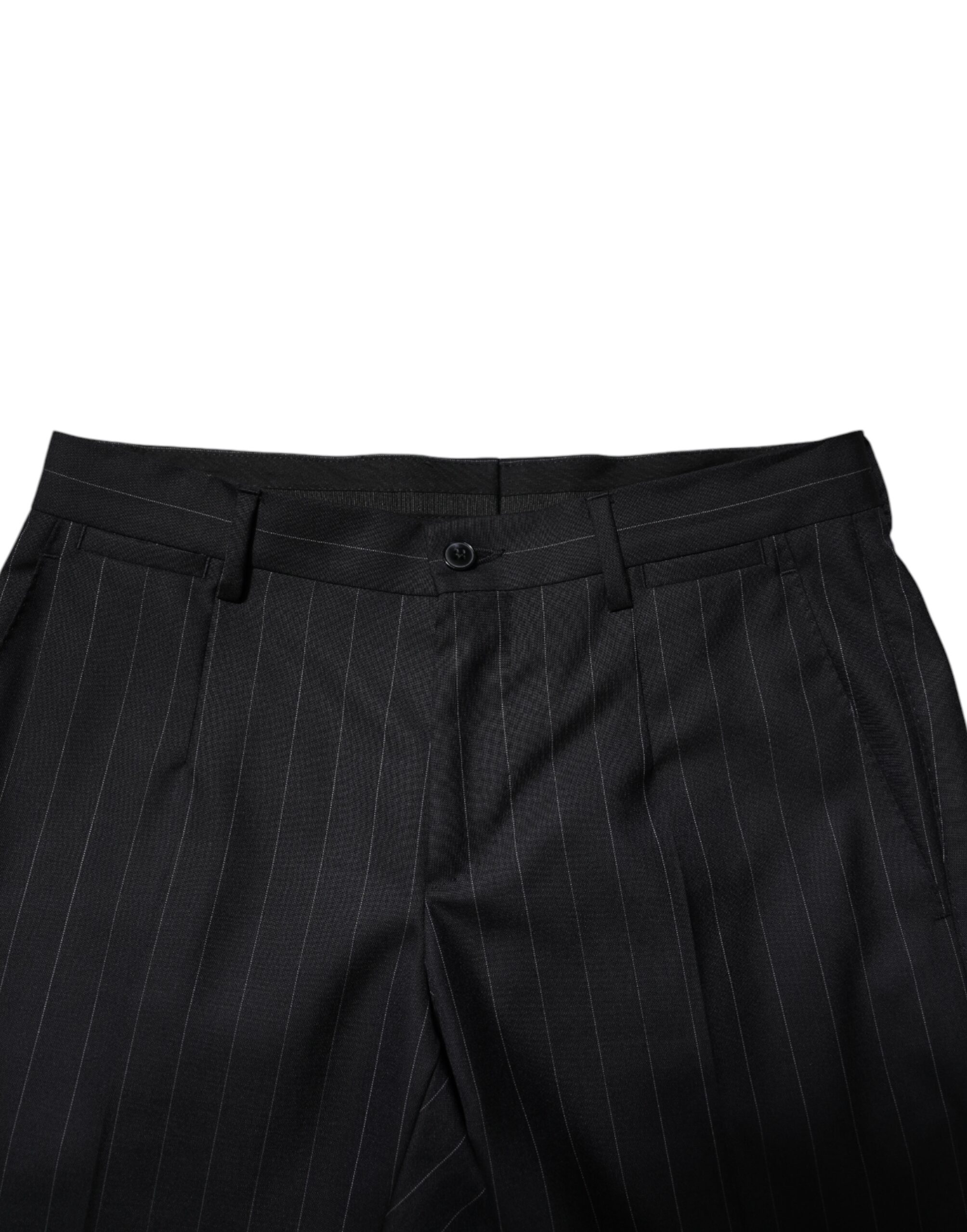 Черные шерстяные полосатые формальные брюки Dolce & Gabbana, Black — фото 4
