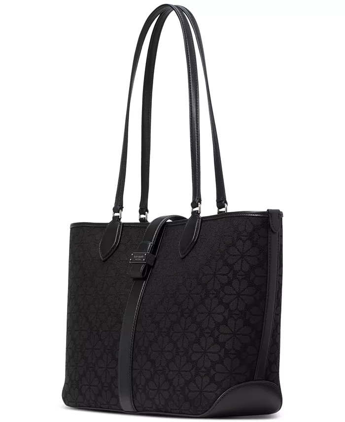 

Жаккардовая сумка-тоут Spade Flower с открытым верхом среднего размера kate spade new york, черный