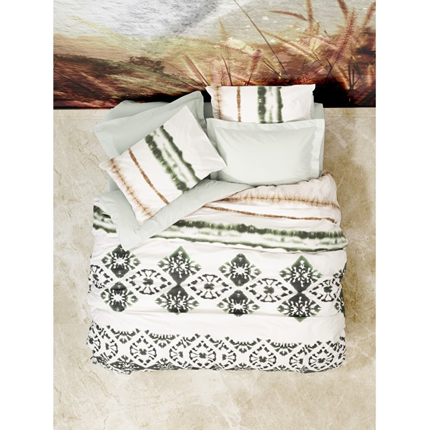 

Комплект постельного белья Cotton Box Mist, зеленый гравий