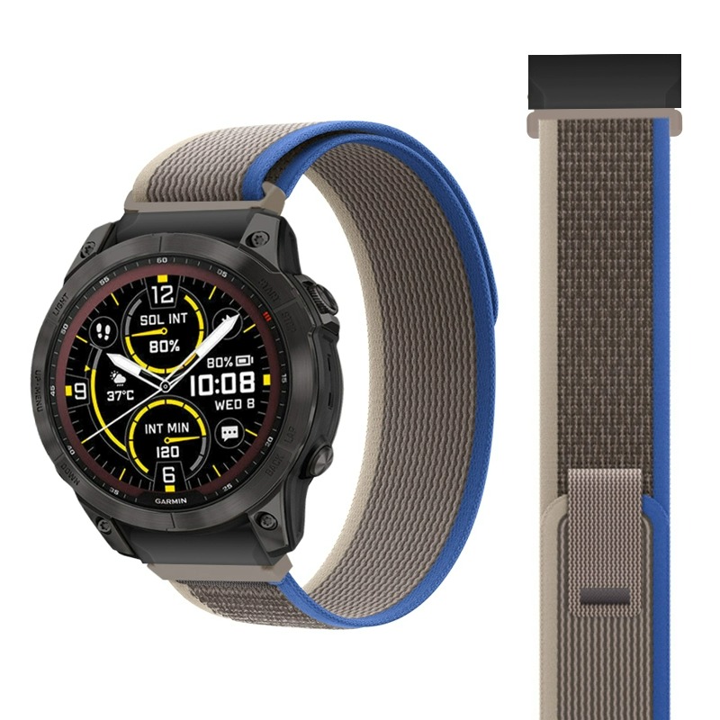 

Biaodaige Часы Watch Band Garmin Compatibility Nylon Material, [Looped Nylon Strap]Blue & Gray