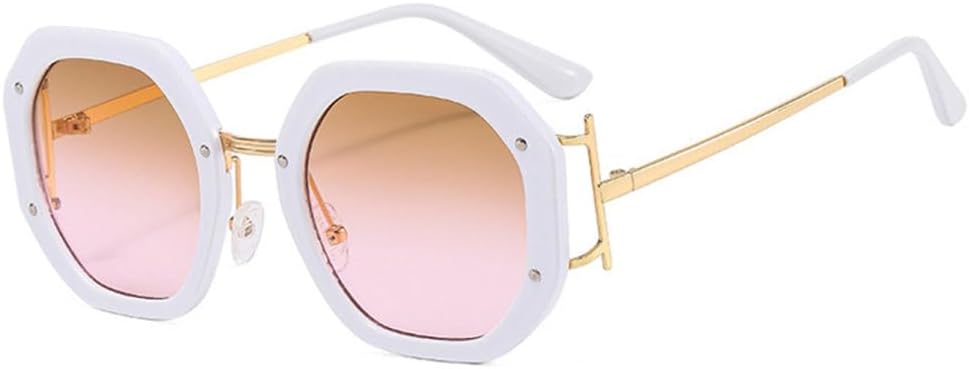 

Солнцезащитные очки в стиле ретро 2027 года: многоугольные квадратные, модные, с прозрачным градиентом, защита от УФ-излучения UV400, для мужчин, с заклепками MTZJH, White Tea Pink