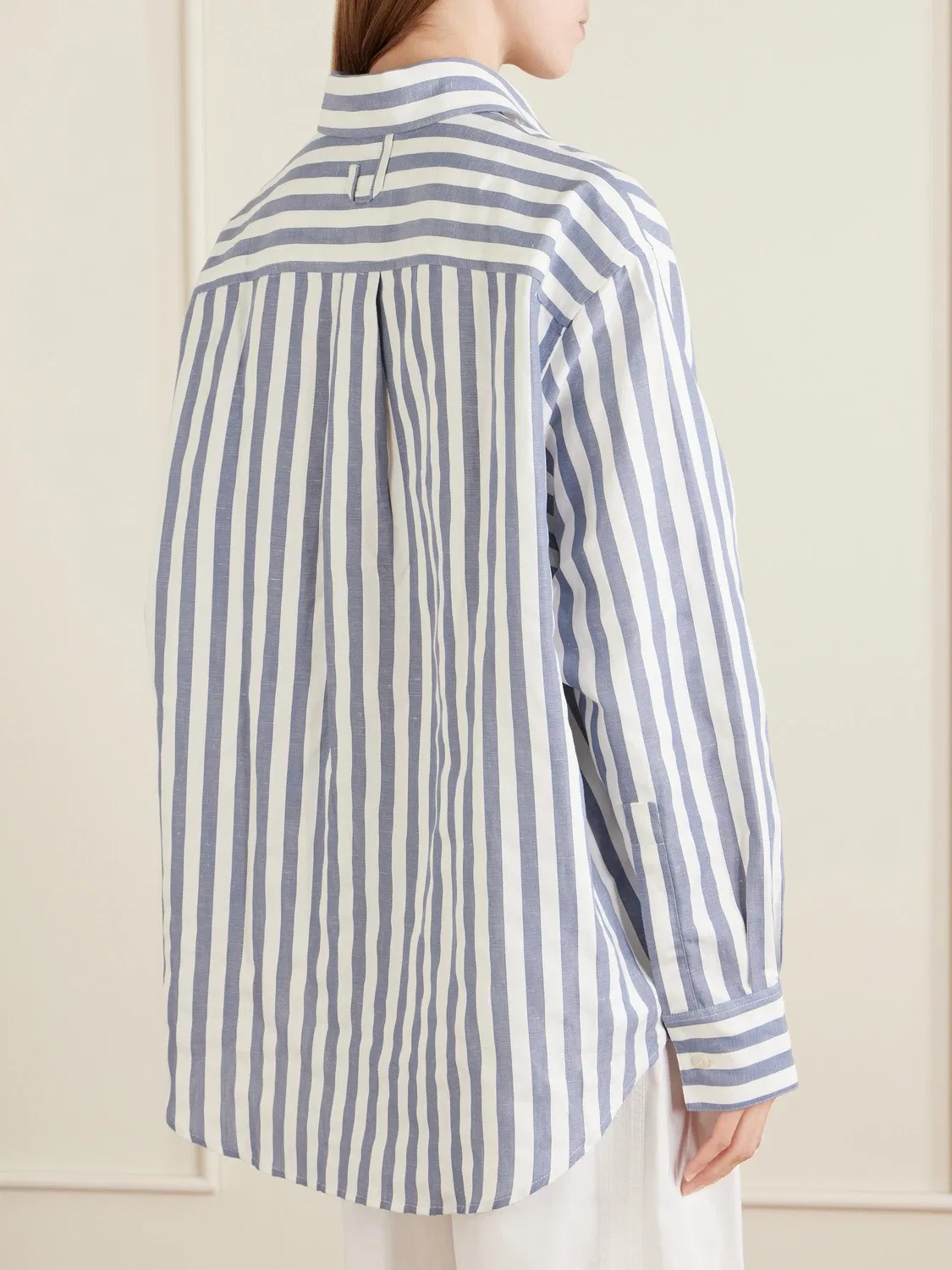 Рубашка Voilier из хлопкового поплина в полоску JACQUEMUS, синий — фото 4