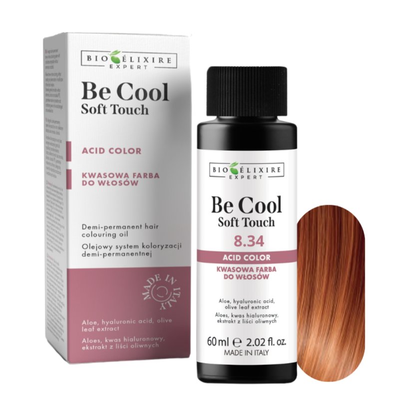 

BIOELIXIRE Кислотная краска для волос Be Cool SOFT TOUCH - 8.34 Светло-медный золотистый блондин - 60 мл