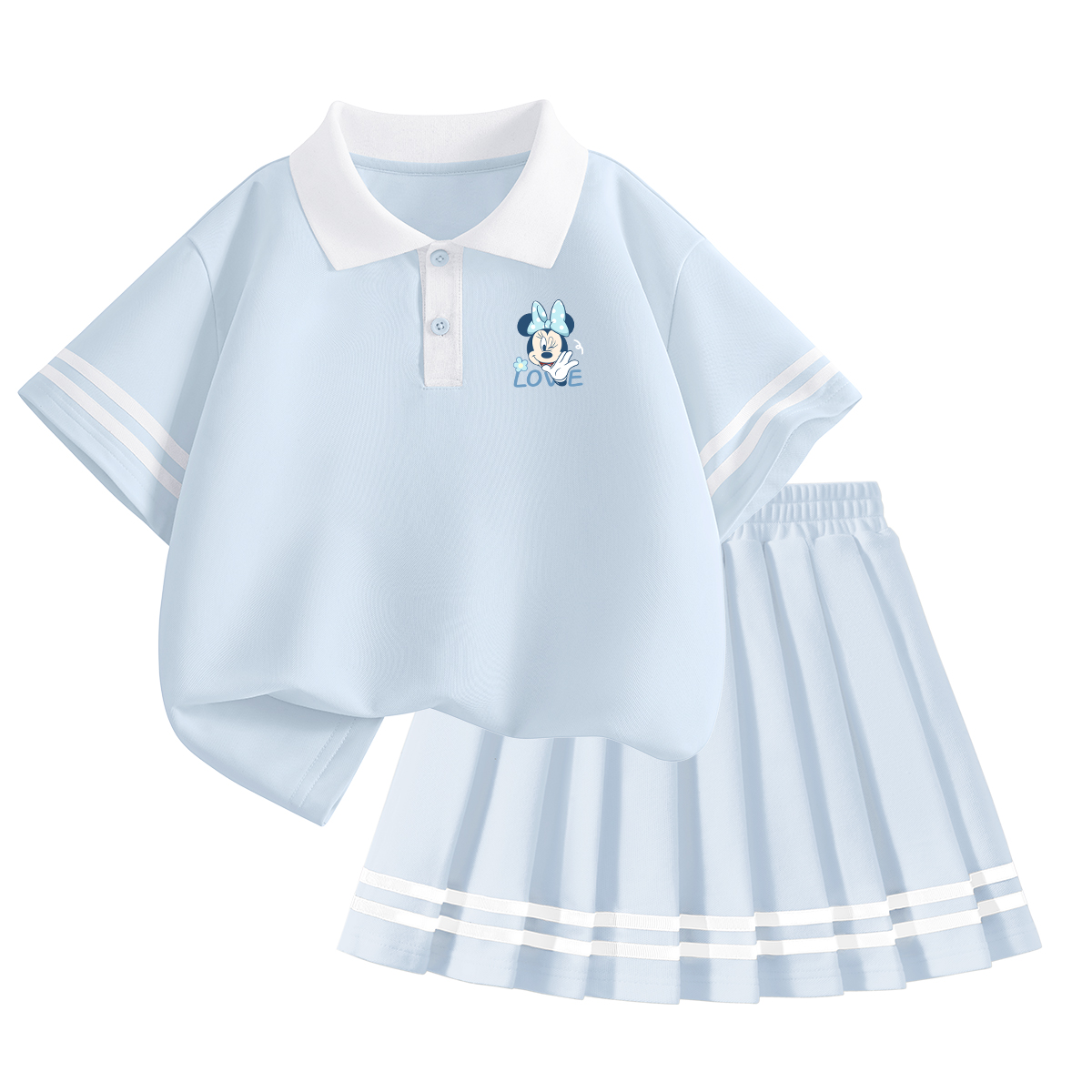 

Детский комплект из двух частей: юбка, воротник-поло, средней длины Disney, di zhuo ni k freshwater синий+solid color светлый aqua синий