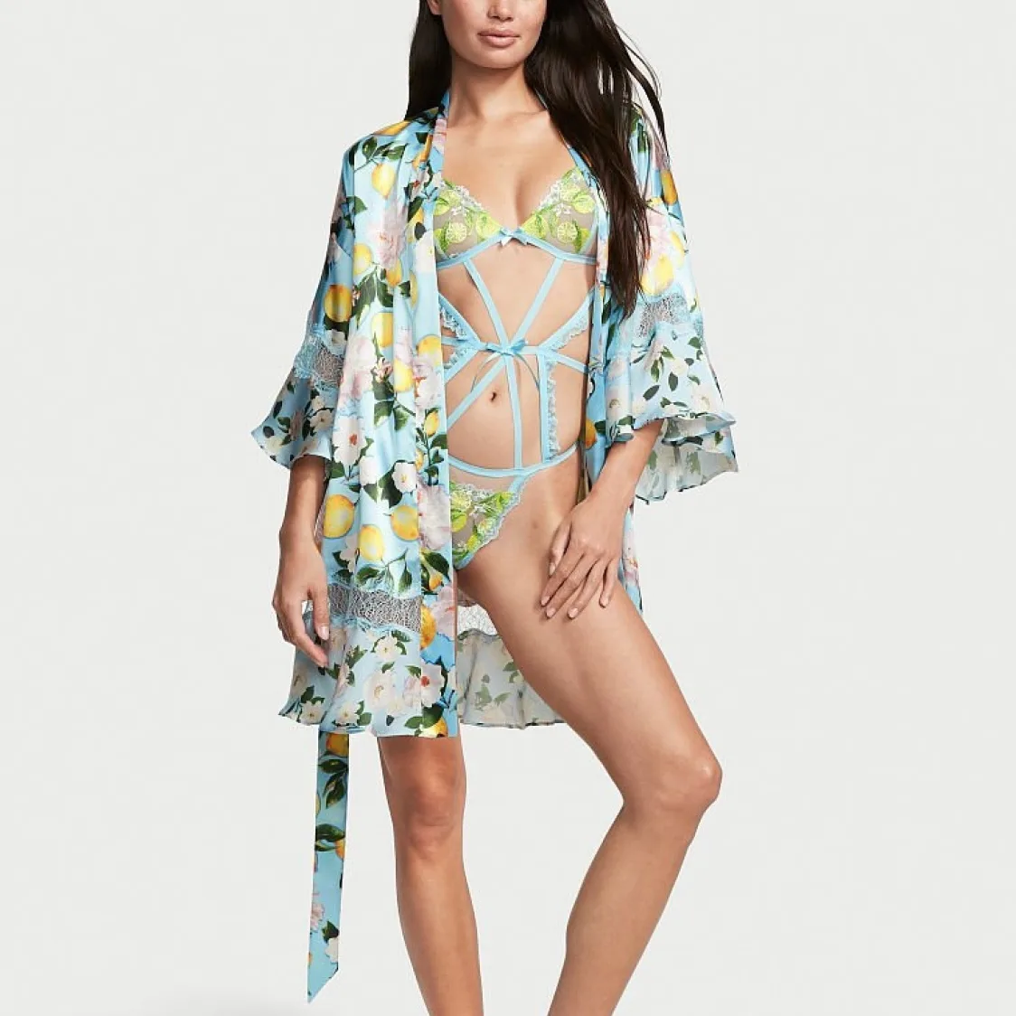 Женский халат Victoria's Secret, Light Blue Lemon Print — фото 4