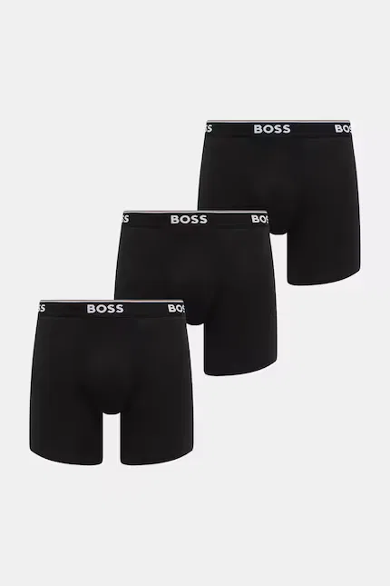 Боксеры хлопковые с эластаном 3 шт BOSS, черный