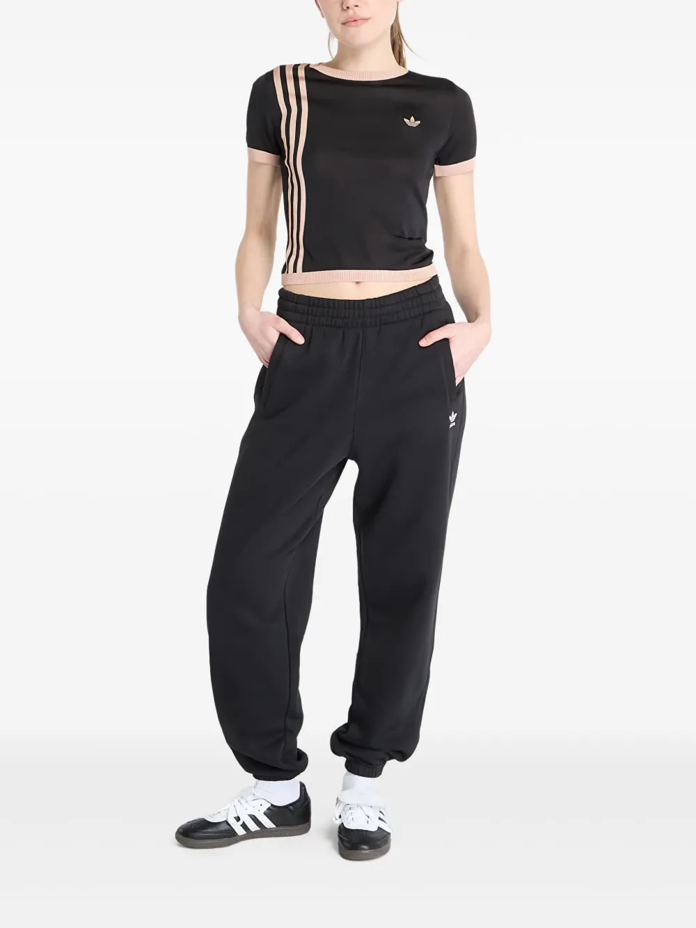 Джогеры с эластичным поясом Adidas, черный — фото 2