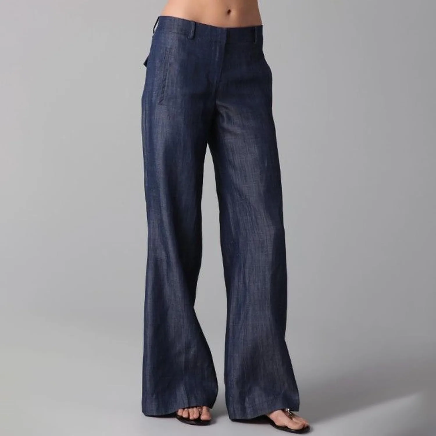 Широкие брюки женские High Waist из хлопка с карманами — фото 4