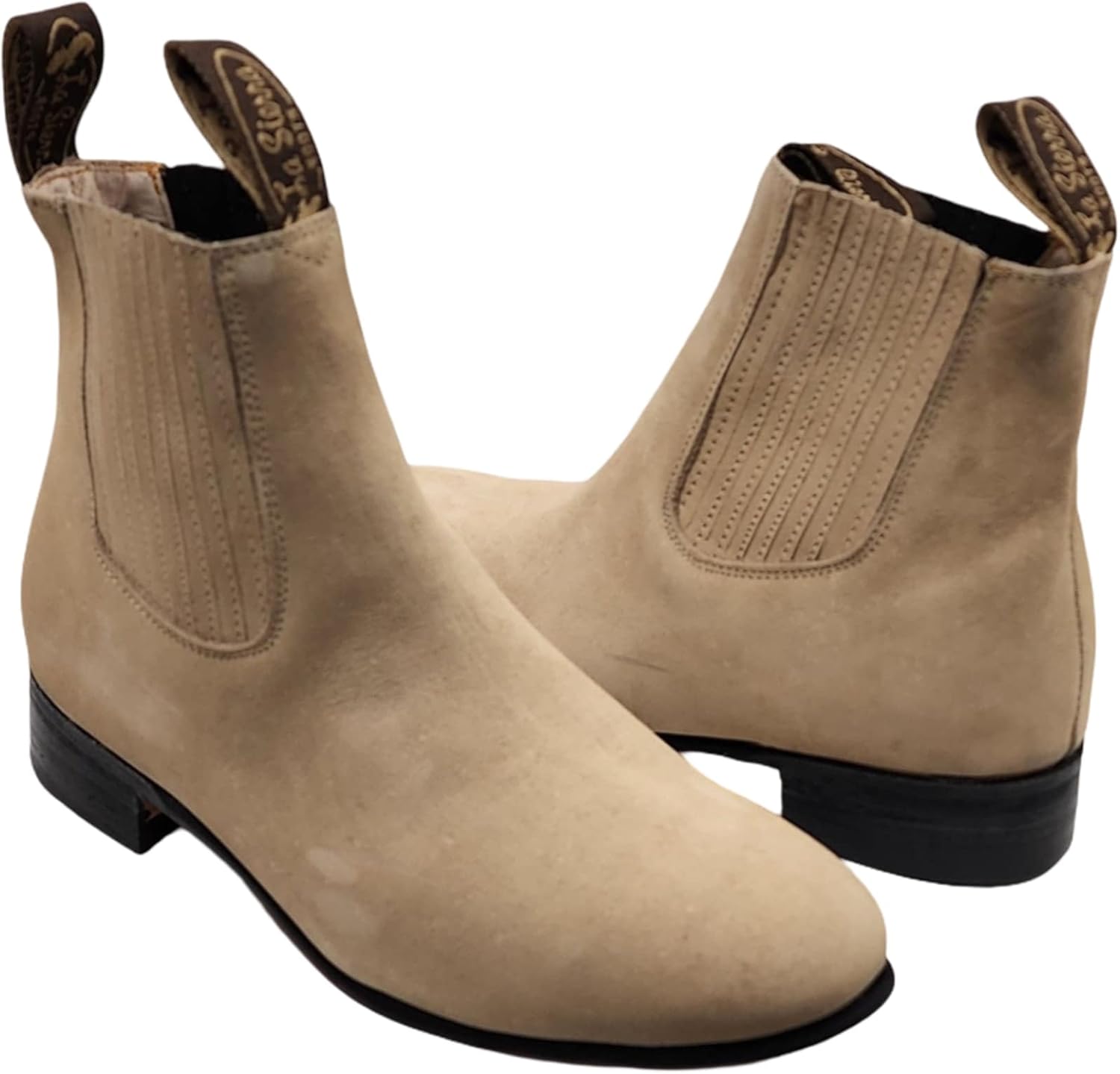 

Ботинки выше щиколотки Dona Michi Charro из натуральной замши. Традиционные мексиканские ботинки Charro из кожи нубук, Hueso