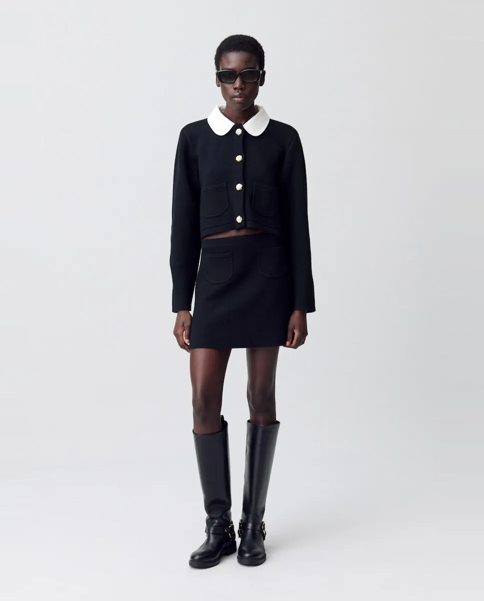 

Короткая трапециевидная юбка из трикотажа Claudie Pierlot, черный