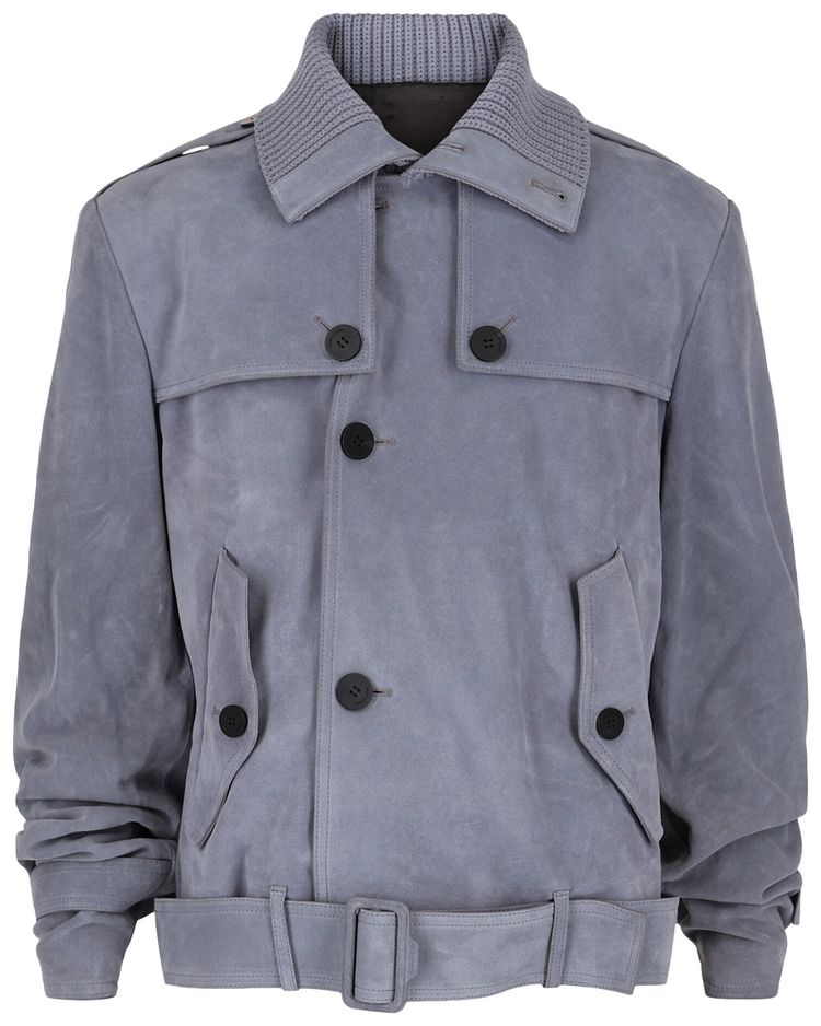 

Замшевая мотоциклетная куртка Ferragamo, синий цвет