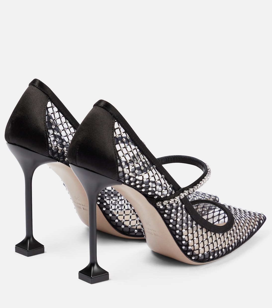 Туфли-лодочки из сетки, украшенные кристаллами Miu Miu, Nero — фото 3