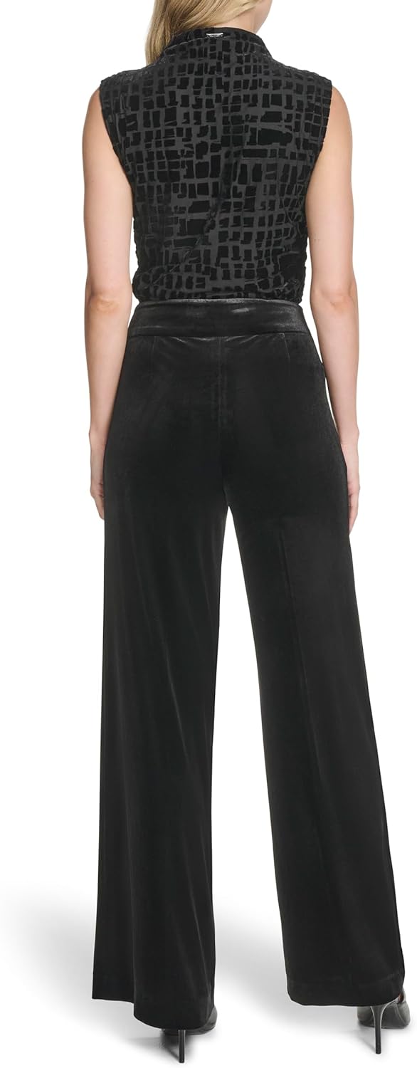Женские брюки Calvin Klein Wide Leg со средней посадкой без пуговиц, Black — фото 4