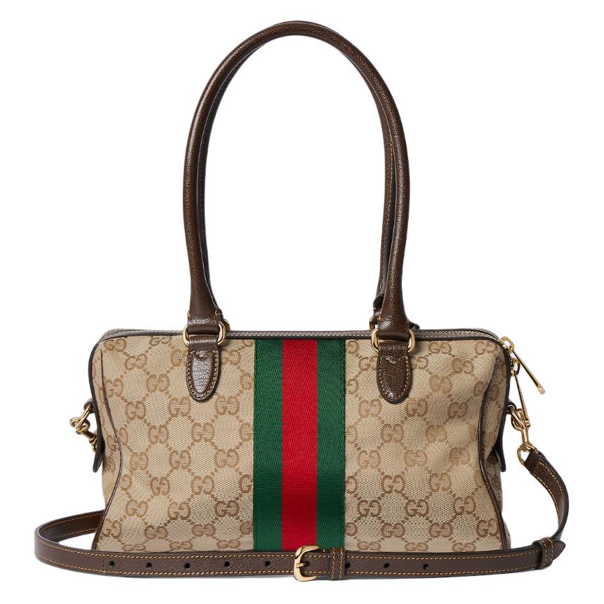 GUCCI Сумка GG Canvas, женская средняя сумка через плечо Sand & Dark Brown — фото 3