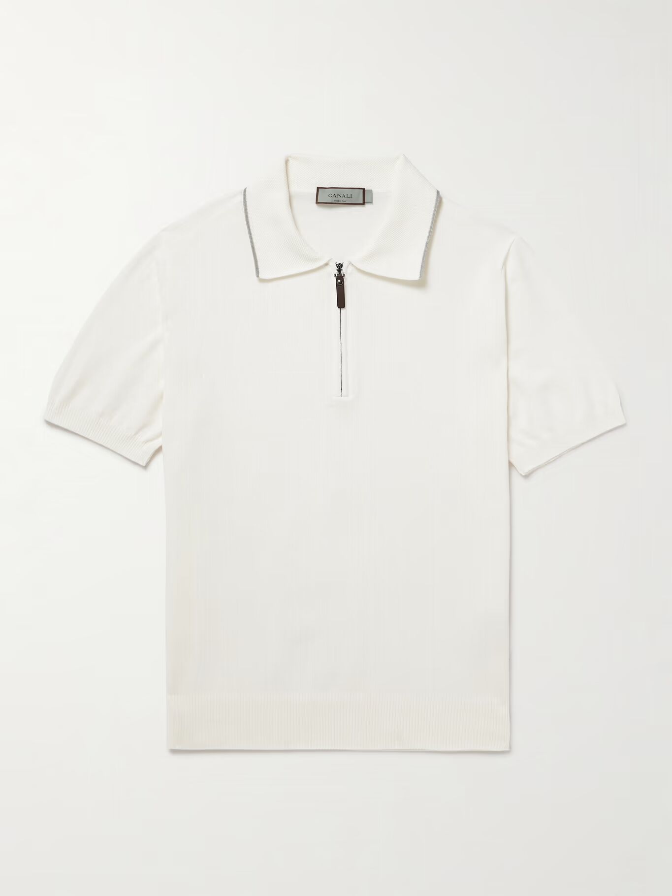 

Рубашка-поло из хлопка облегающего кроя CANALI, белый