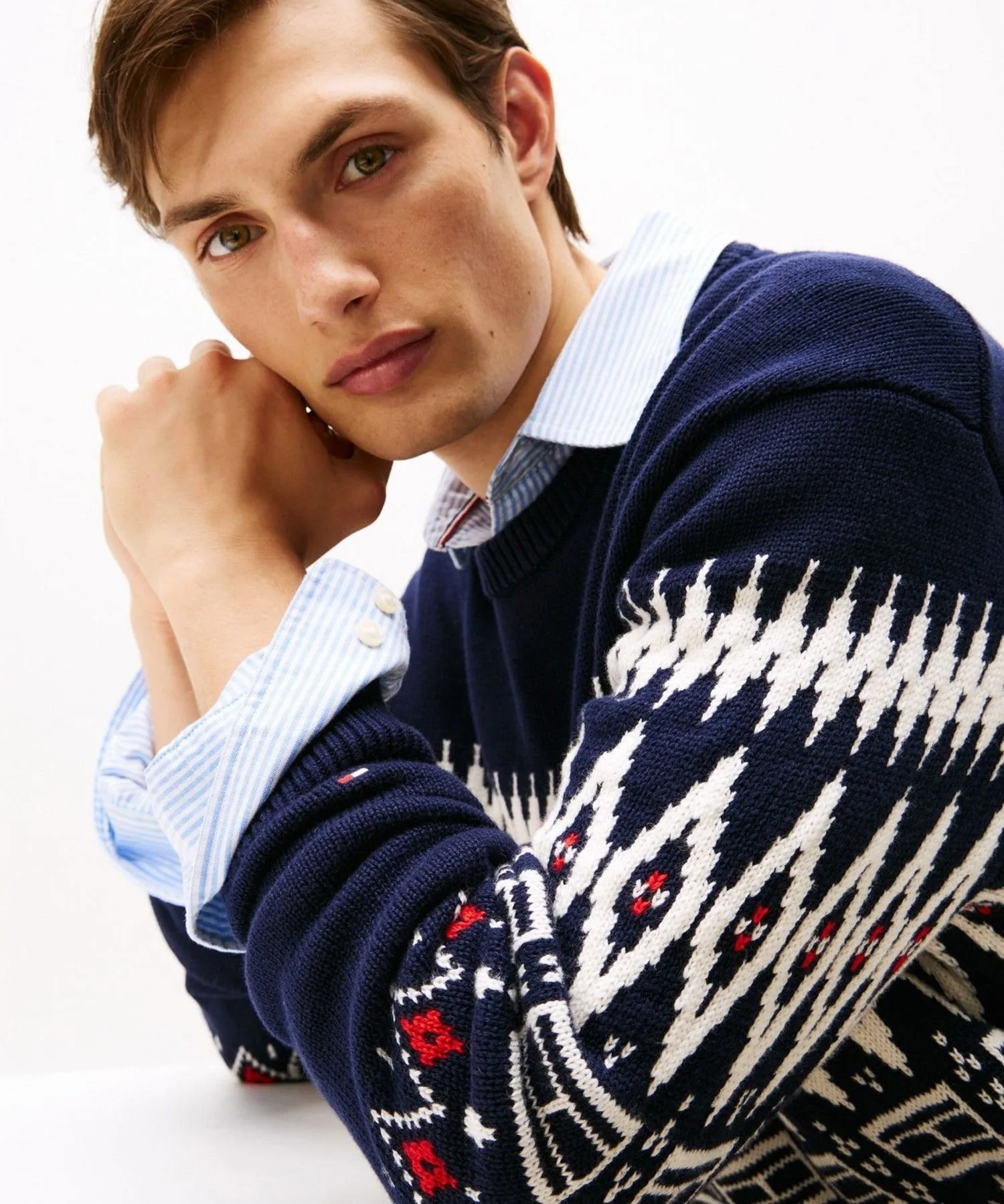 Хлопковый свитер с круглым вырезом в стиле «Фэр-Айл» TOMMY HILFIGER, Black 0A4 — фото 2
