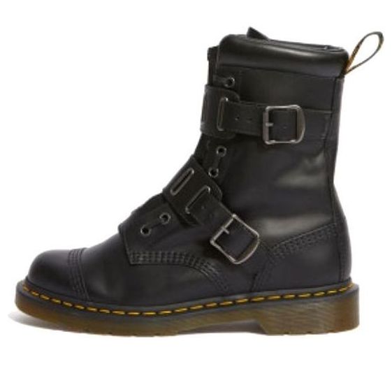 

Ботинки Dr. Martens Quynn Smooth Leather Buckle Lace Up Boots 'Black' 25601001, черный