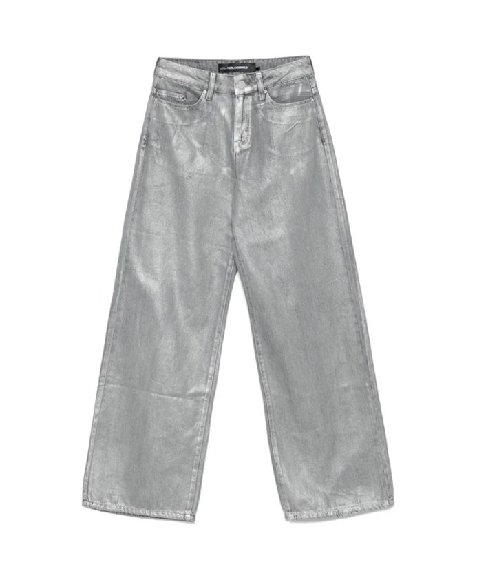 

Широкие джинсы с металлическим блеском Karl Lagerfeld, серый