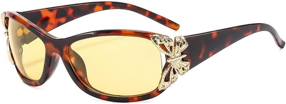 

Модные солнцезащитные очки-обтекатели для женщин, роскошные линзы с градиентом, леопардовый принт, золотистая бабочка, декоративная застежка, защита от УФ-излучения UV400 TYUVIVO, C8