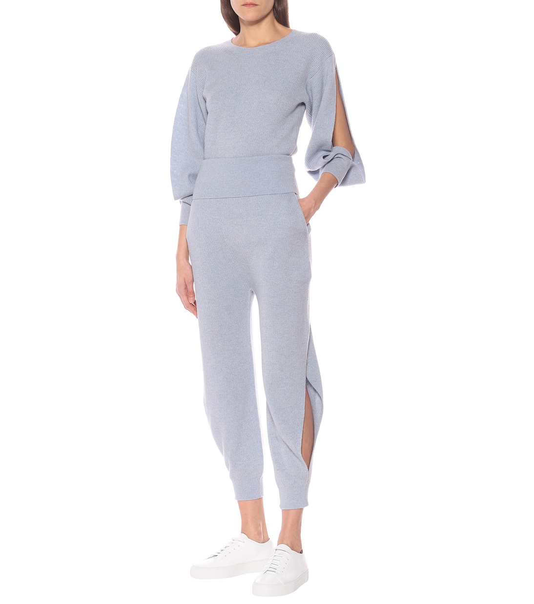 Спортивные брюки из кашемира и шерсти Stella McCartney, Angel Blue — фото 2