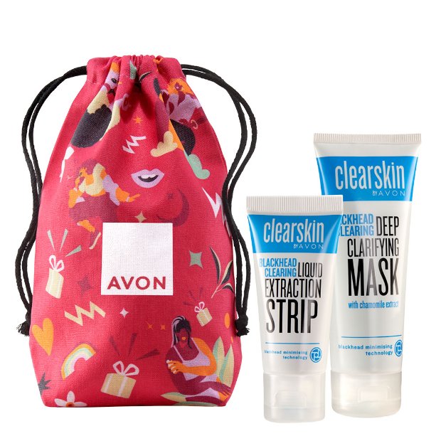 

Avon, набор косметики против черных точек, 2 шт. + сумка