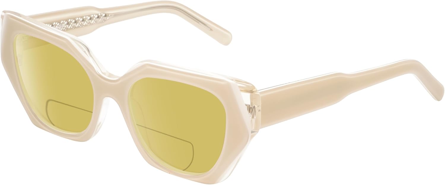 

Женские поляризованные бифокальные солнцезащитные очки Cryptodira для чтения, с защитой от УФ-излучения, для спорта и вождения. Тонированные Reptile, Beige White Clear Crystal/Polarized Yellow