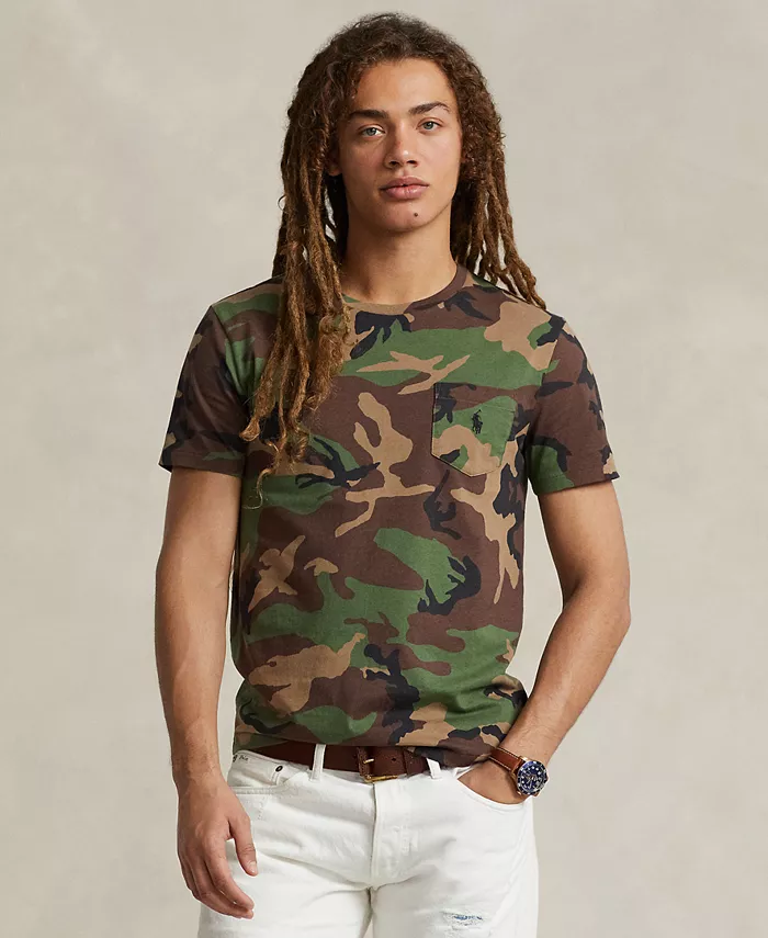 

Мужская классическая футболка с карманом из джерси Polo Ralph Lauren, зеленый