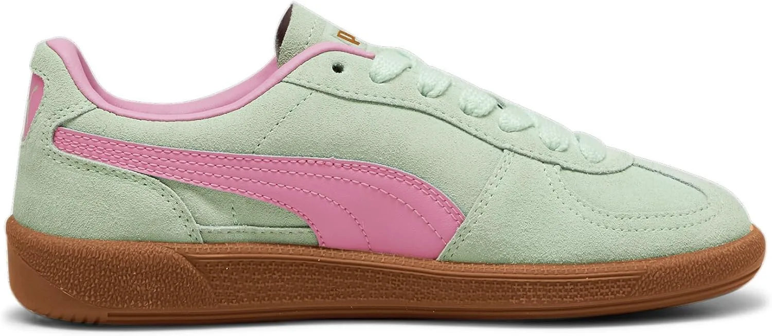 Детские кроссовки PUMA Palermo на шнуровке для мальчиков - зеленые, мятный/розовый — фото 2