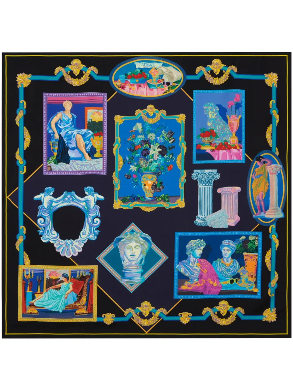 

Большой шелковый платок Gallery Versace, синий