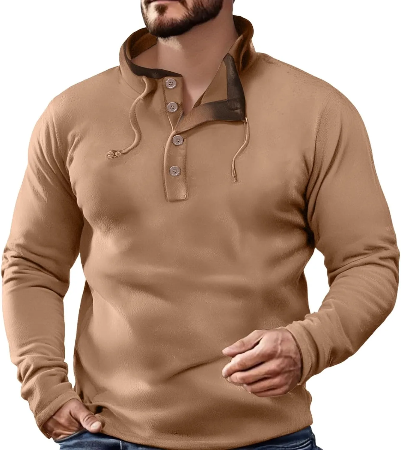 

Мужской свитер с воротником стойкой и молнией на четверть, в стиле вестерн, с жаккардовым принтом и налокотниками