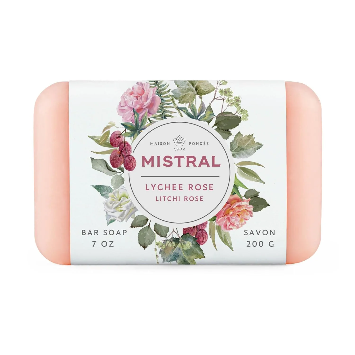 Мыло Mistral Classic French Bar, аромат личи и роза, 200 г - тройного помола с органическим маслом ши и оливковым маслом, увлажняющее, 2 шт 396.90 г (2 шт.), olive