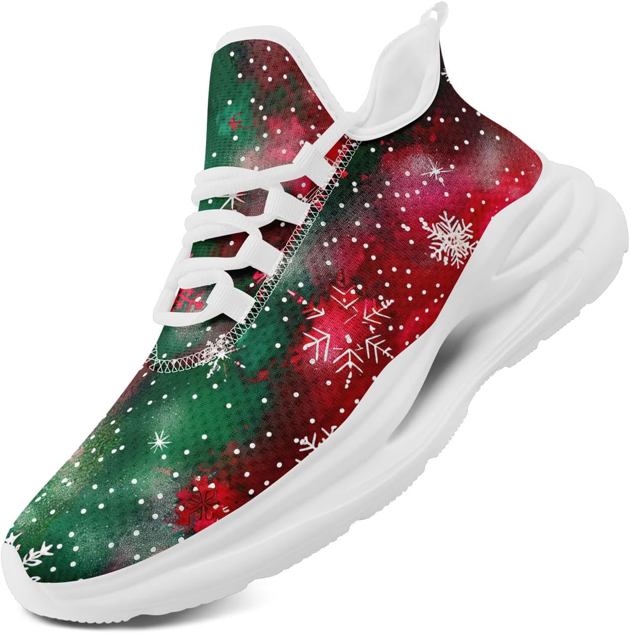 

Легкие кроссовки AWSOLE для бега на Рождество для мужчин и женщин с дышащей сеткой, спортивные и ходовые тренеры, белый/красный/зеленый