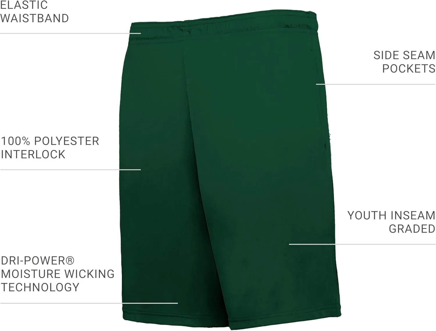 Russel Athletic Спортивные шорты Russell Athletic Boys Dri-Power Essential Performance Shorts, темно-зеленый — фото 3