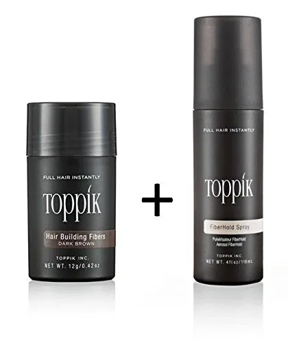 Волокна для утолщения волос TOPPIK + фиксирующий спрей Toppik, Dark Brown