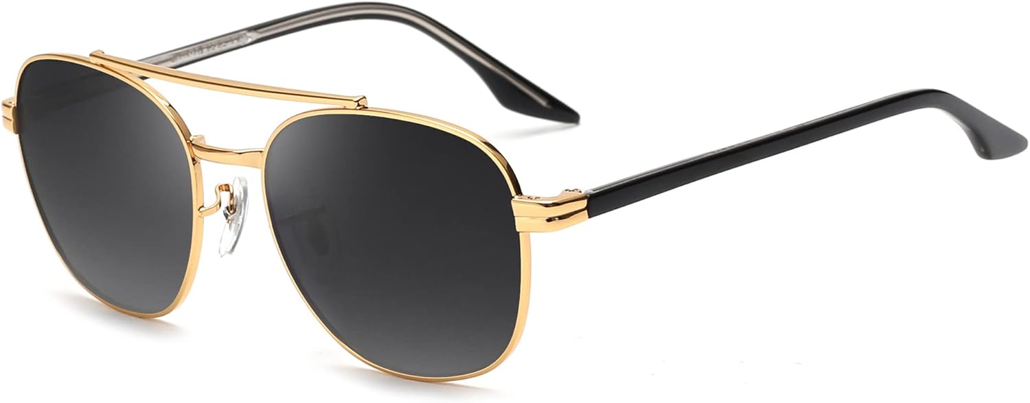 

Солнцезащитные очки JIM HALO Retro Square Aviator с линзами из высококачественного стекла и плоскими металлическими линзами, для мужчин и женщин, #3 Gold Frame / Polarized Grey Lens（not Glass Lens）