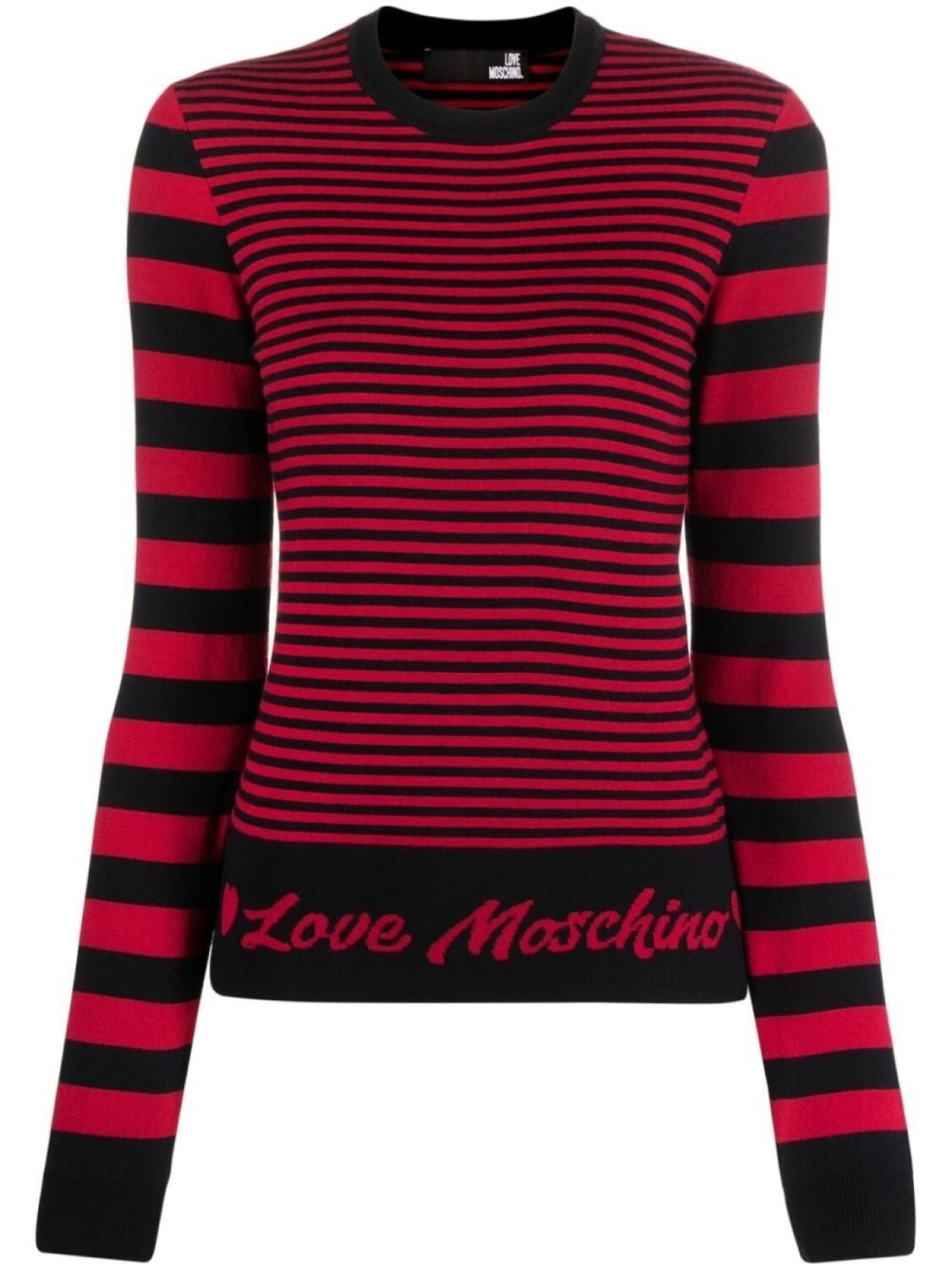 

Love Moschino полосатый джемпер с вышитым логотипом, розовый