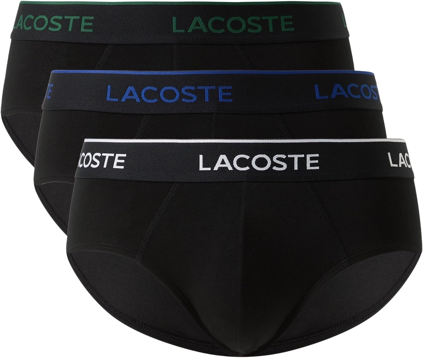 

Lacoste мужские хлопковые эластичные трусы Essentials, 3 шт (Amazon Exclusives), Black/White/Captain/Green
