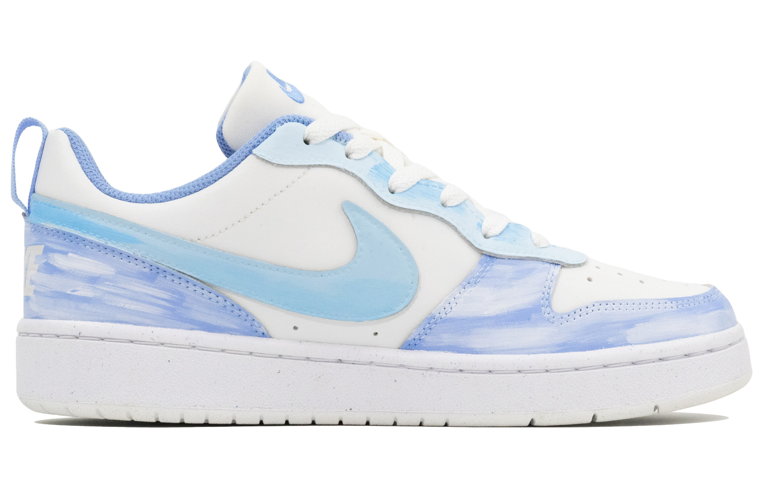 Nike Детские скейтерские кроссовки Court Breathable Lightweight Cushioning Low Top Blue White для подростков — фото 3