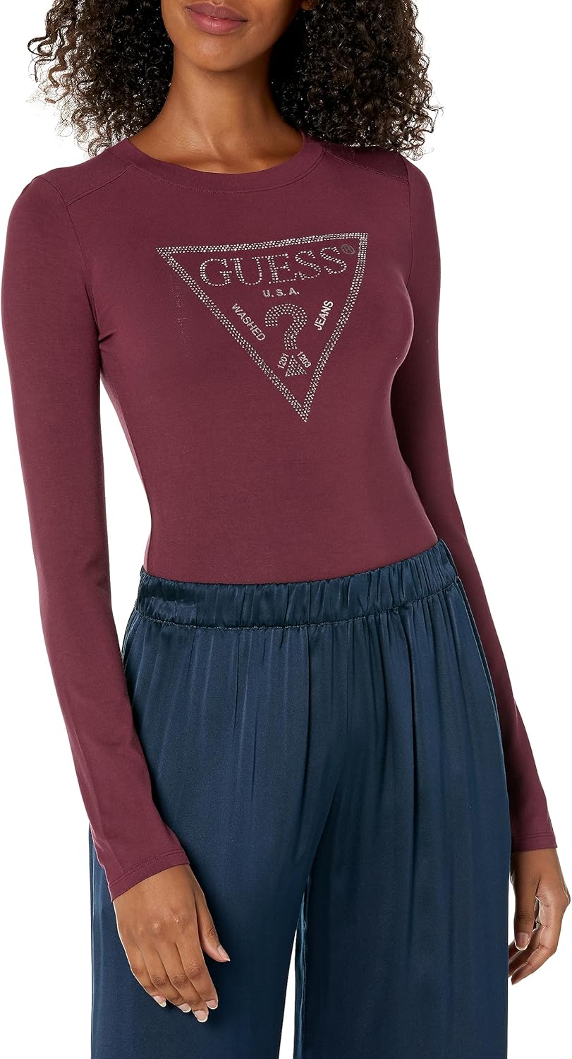 

Футболка GUESS womens Long Sleeve Crew Neck Logo Body, Mystic Wine, Красный, Футболка GUESS womens Long Sleeve Crew Neck Logo Body, Mystic Wine