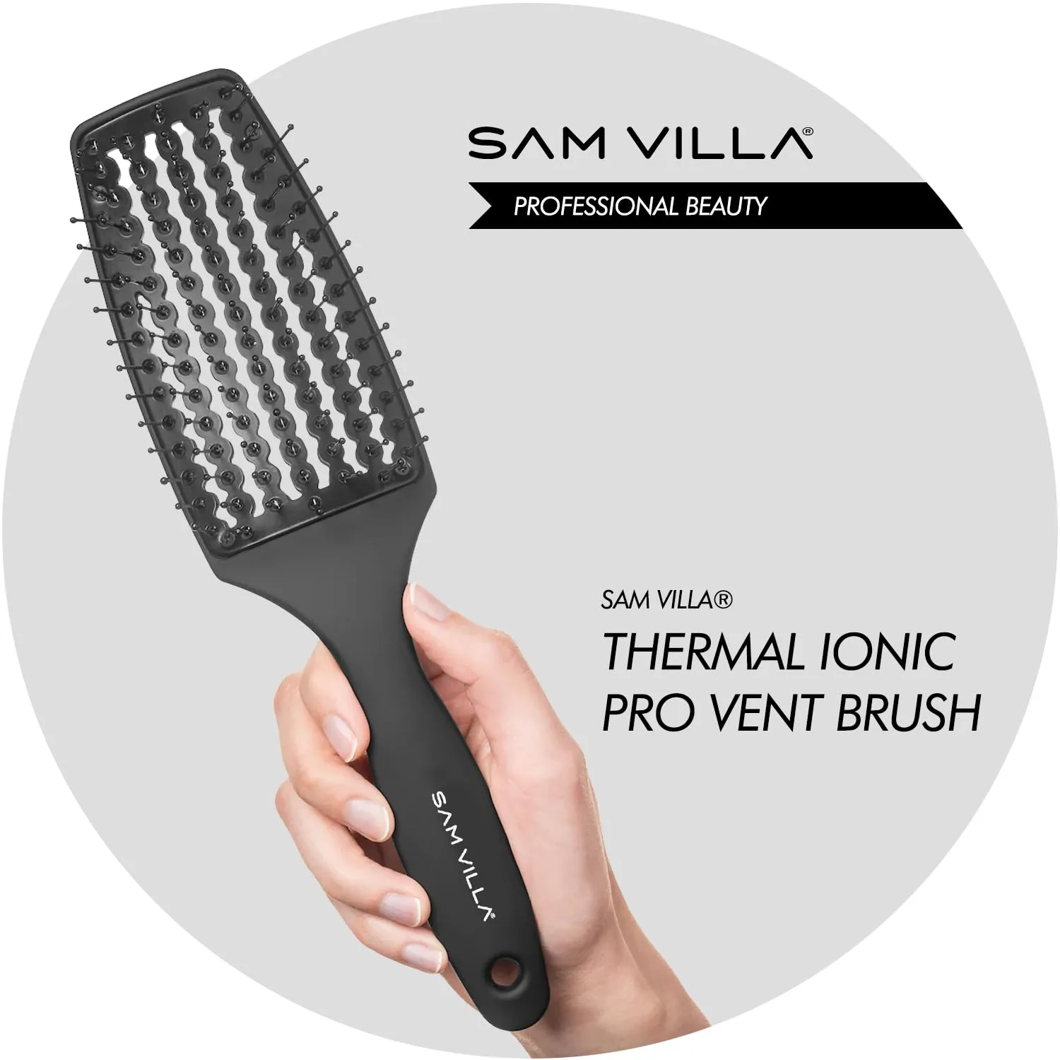 Термоизолирующая щетка Sam Villa Thermal Ionic Pro Vent Brush для быстрой сушки феном и гладкой укладки., Black — фото 2