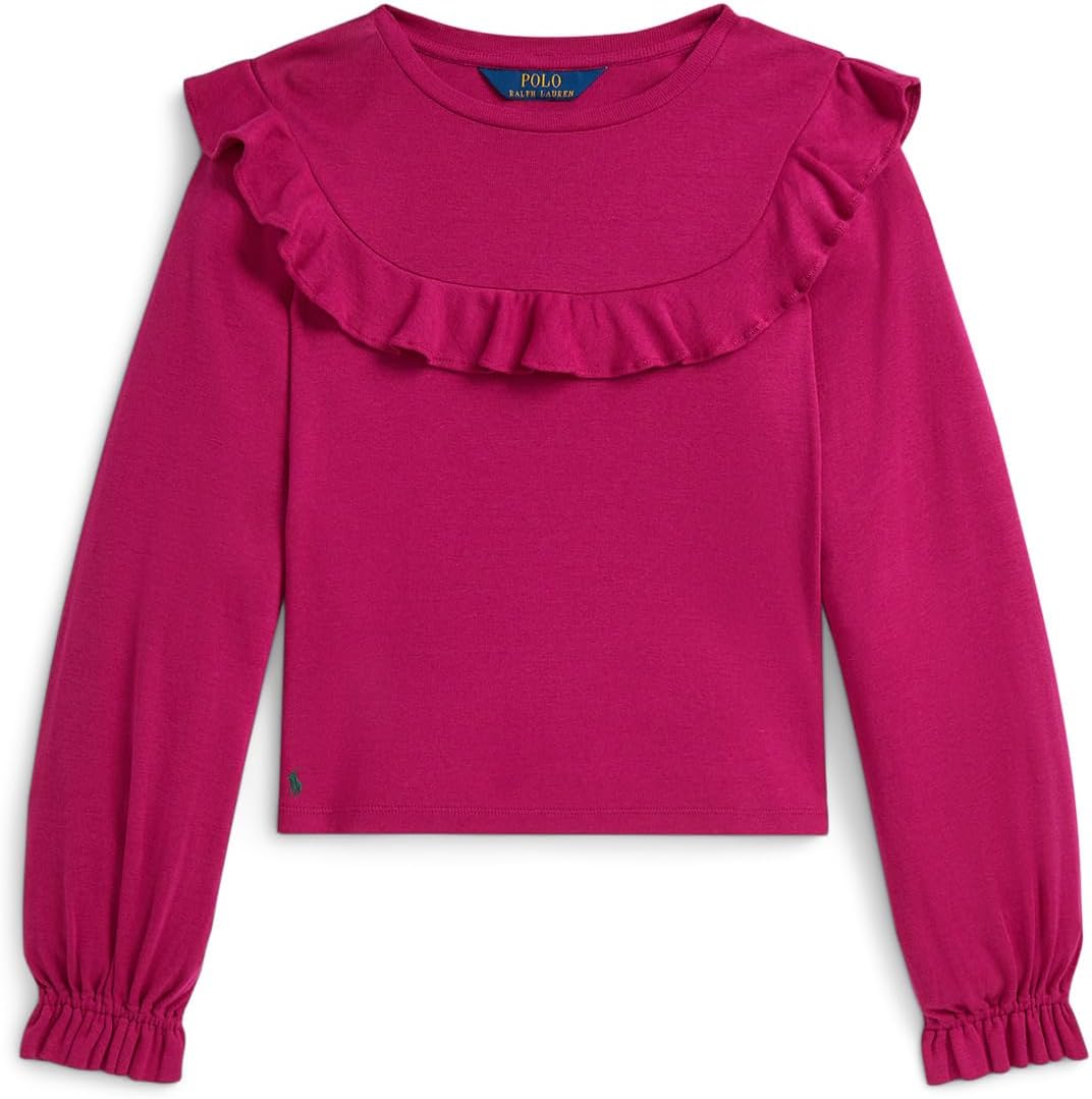 

Топ Polo Ralph Lauren Kids Ruffled Cotton-Modal Top, цвет Preppy Pink