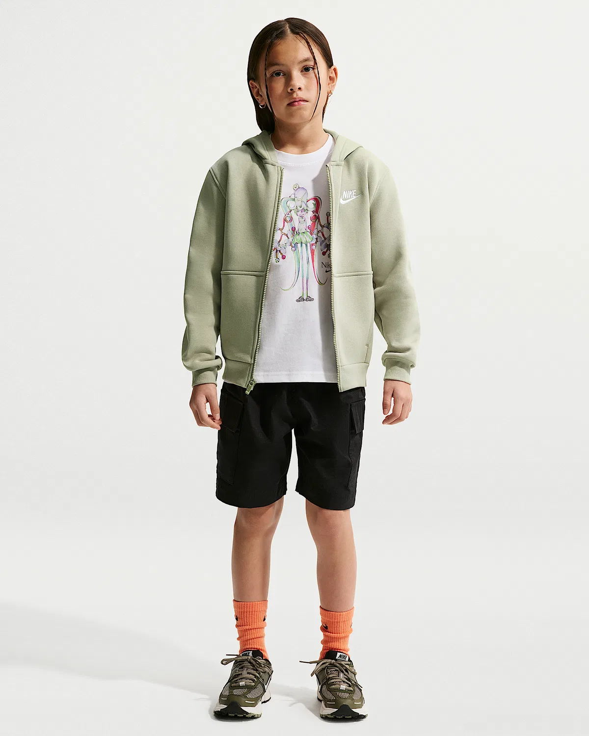 Детская худи Nike Sportswear Club Fleece на молнии, Spruce Fog/White — фото 4