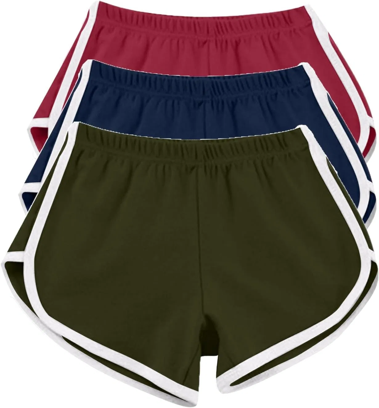 Шорты для бега и фитнеса, высокие, 3 шт, Army Green