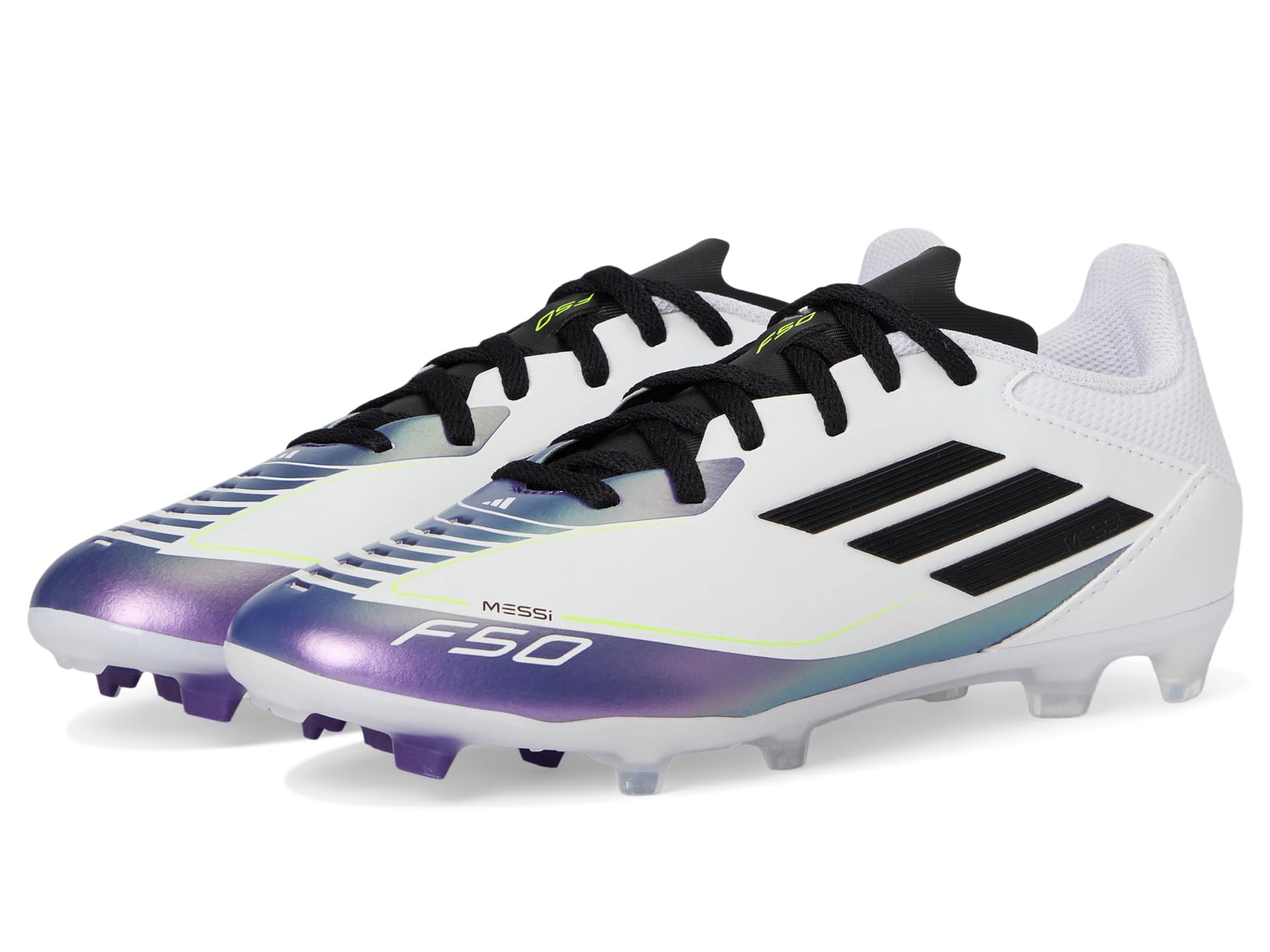 

Кроссовки Adidas Kids F50 League Messi Football Boots Firm Ground, White/Black/Unity Purple