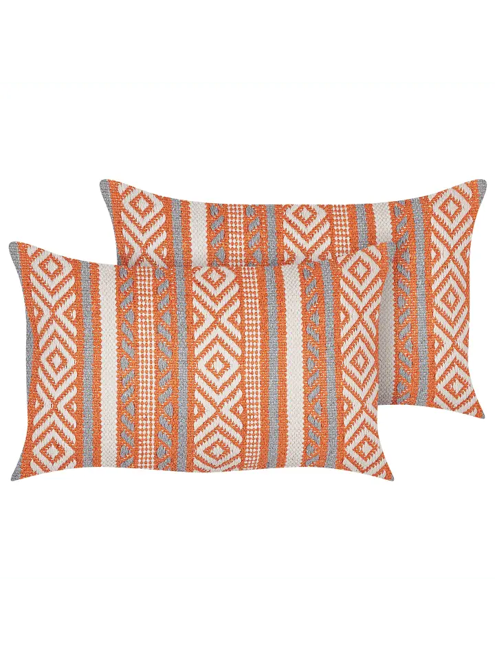 

Декоративная подушка Beliani 2er Set Deko INULA, цвет orange/weiß/grau