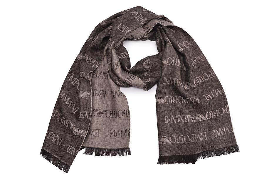 

EMPORIO ARMANI Шарф из смесовой шерсти с логотипом, Dark Umber