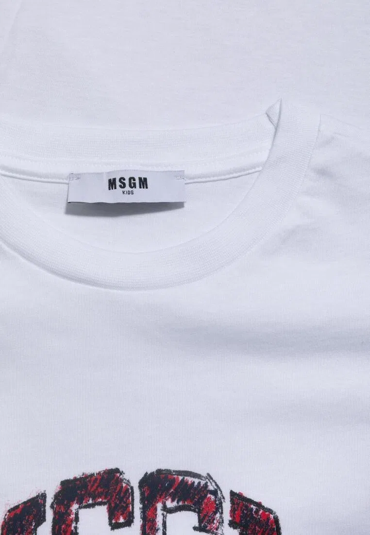 Футболка, хлопок, для детей Msgm, белый — фото 3